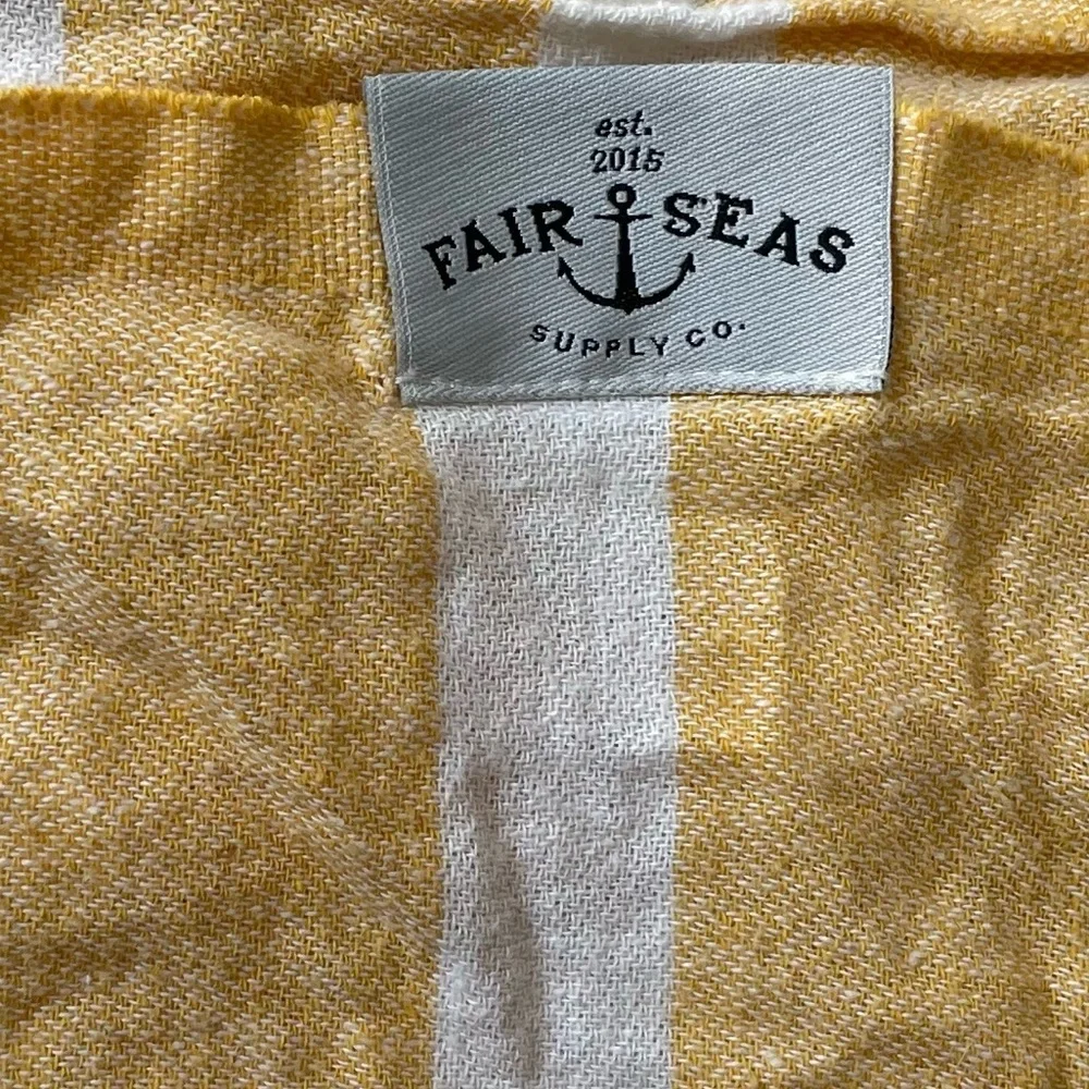 FAIR SEAS SUPPLY CO. Cotton Turkish Towel Scarf Yellow White Stripes